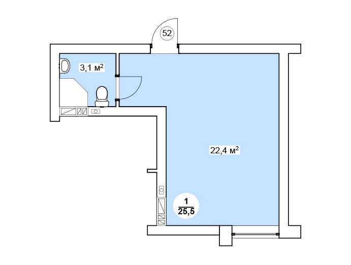 Смарт 25.5 м² в ЖК Нова Данія від 15 900 грн/м², с. Софіївська Борщагівка