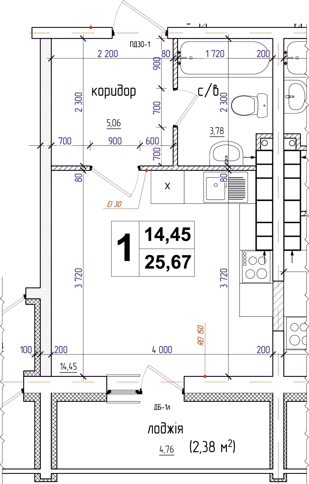 Студія 25.67 м² в ЖК АТЛАНТ (Коцюбинське) від 16 000 грн/м², смт Коцюбинське