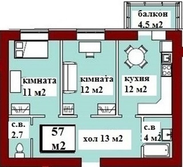 2-кімнатна 57 м² в ЖК Київський маєток від 14 300 грн/м², с. Софіївська Борщагівка