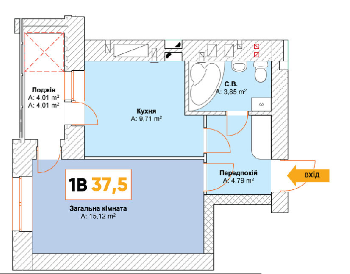1-кімнатна 37.48 м² в ЖК Continent від 15 000 грн/м², м. Буча