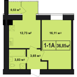 1-комнатная 36.85 м² в ЖК Покровский от 12 500 грн/м², пгт Гостомель