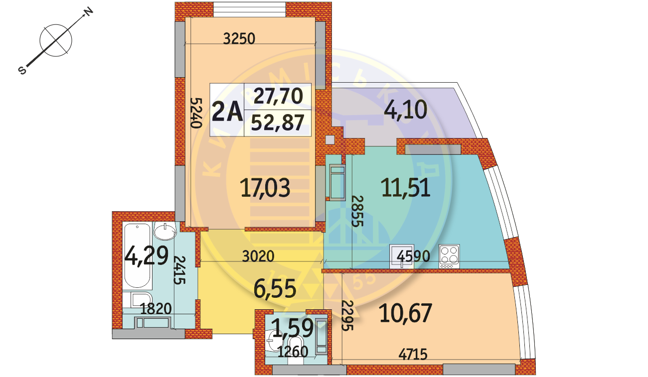 2-кімнатна 52.87 м² в ЖК Райдужний від 20 700 грн/м², Київ