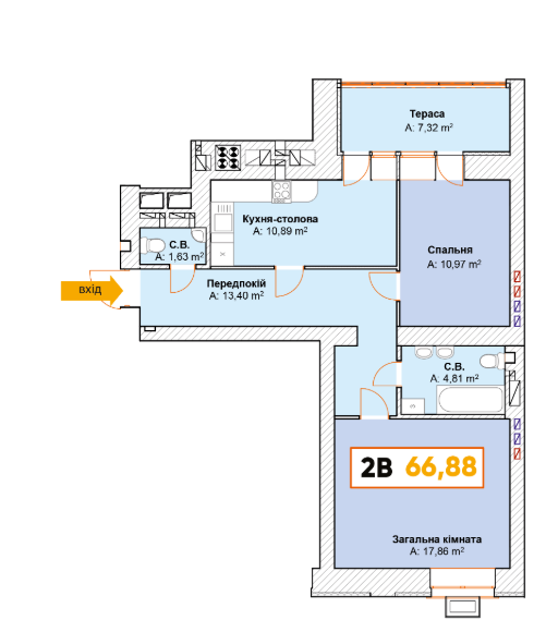 2-комнатная 66.88 м² в ЖК Continent от 23 900 грн/м², г. Буча