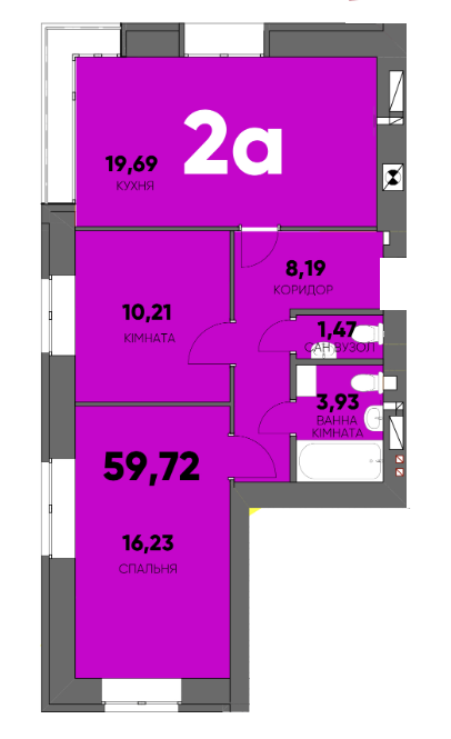 2-комнатная 63.47 м² в ЖК Continent Ray от 23 900 грн/м², г. Буча