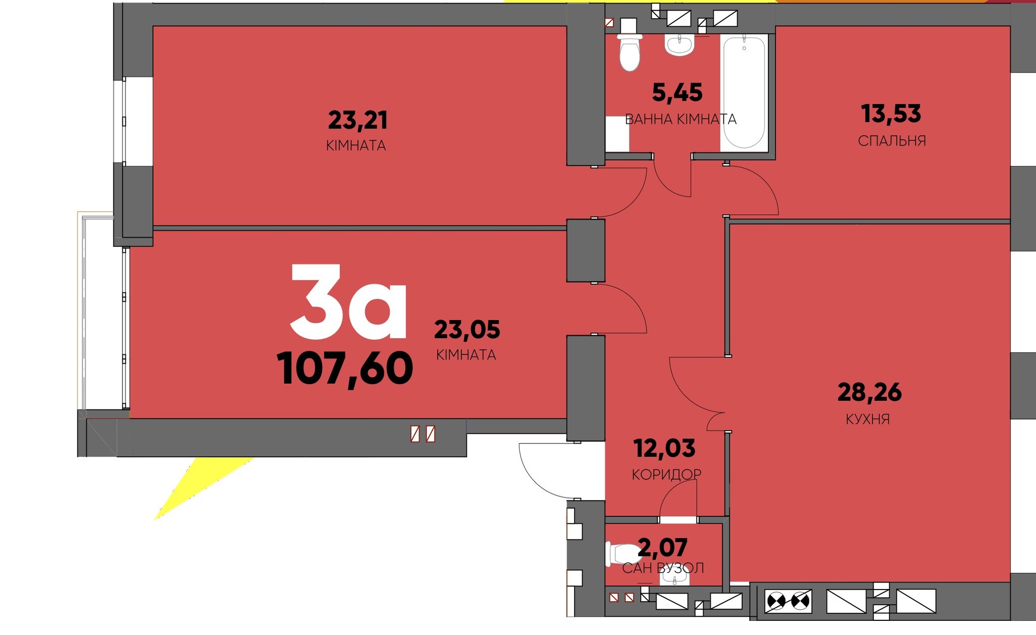 3-кімнатна 107.6 м² в ЖК Continent Ray від 22 500 грн/м², м. Буча