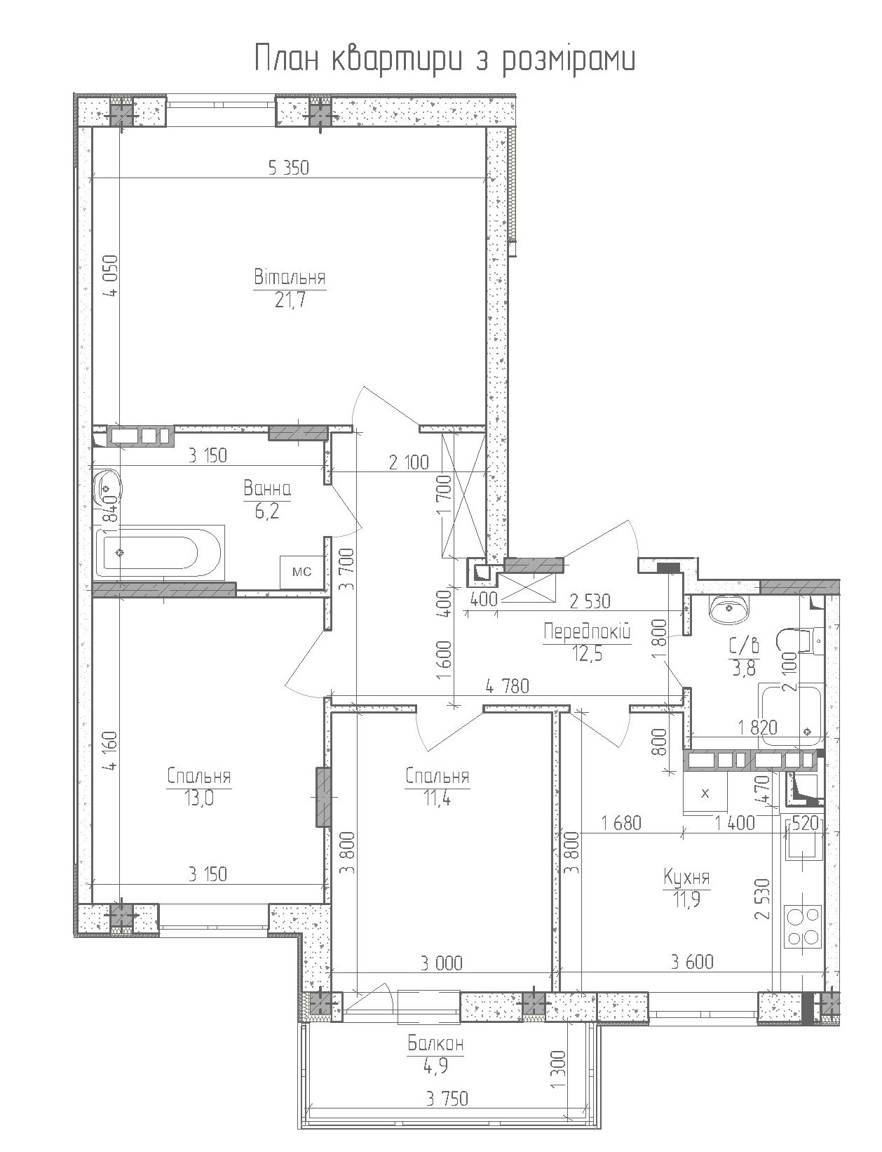 3-кімнатна 84.4 м² в ЖМ Нова Буча від 13 500 грн/м², м. Буча