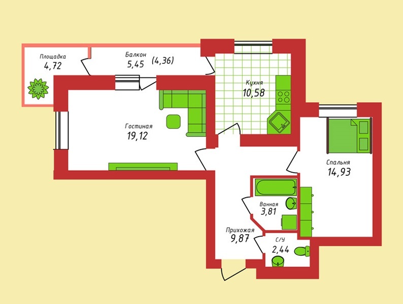 2-кімнатна 65.07 м² в ЖК Кампа від 18 000 грн/м², м. Буча