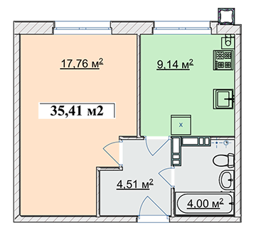 1-кімнатна 35.41 м² в ЖК Ягода від 13 500 грн/м², смт Гостомель