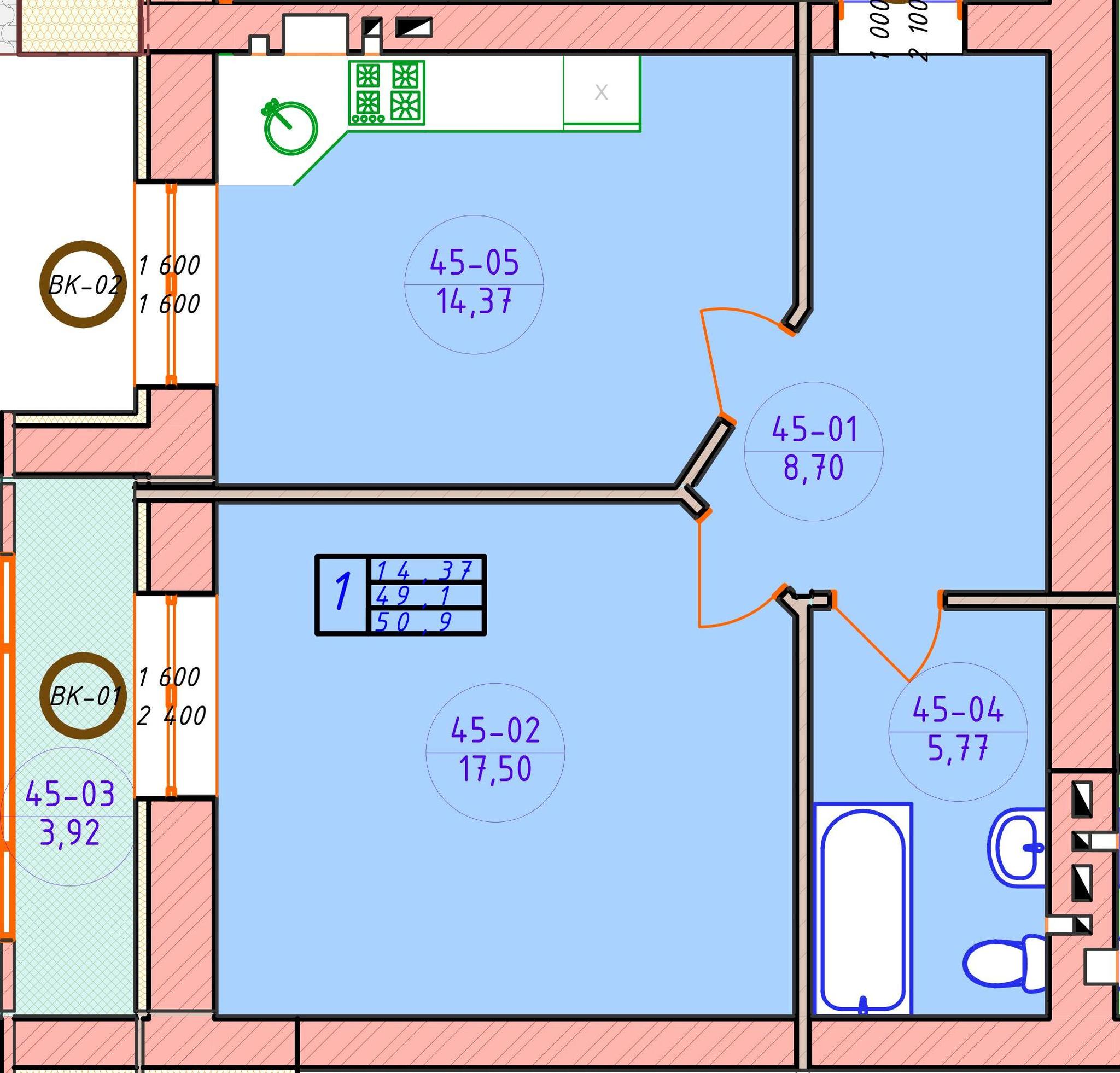 1-кімнатна 50.9 м² в ЖК Ваш Добробут від 11 000 грн/м², м. Ірпінь