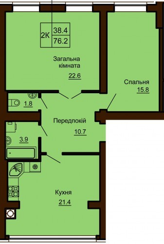 2-комнатная 76.2 м² в ЖК София Клубный от 32 000 грн/м², с. Софиевская Борщаговка