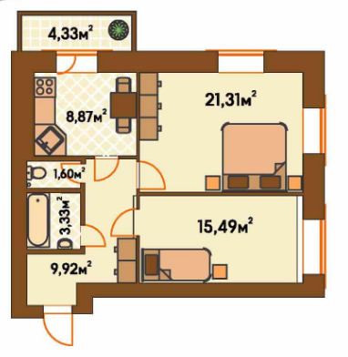 2-кімнатна 65.28 м² в ЖК Янтарний від 18 800 грн/м², м. Ірпінь