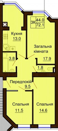 3-комнатная 72.1 м² в ЖК София Клубный от 30 000 грн/м², с. Софиевская Борщаговка