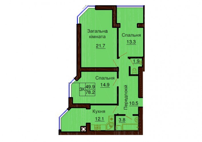 3-комнатная 78.2 м² в ЖК София Клубный от 24 000 грн/м², с. Софиевская Борщаговка