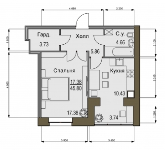 1-кімнатна 45.8 м² в ЖК Софіївський квартал від 16 500 грн/м², с. Софіївська Борщагівка