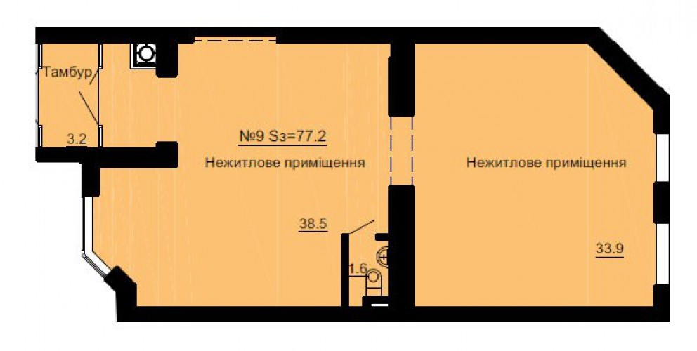 Помещение свободного назначения 77.2 м² в ЖК София Клубный от застройщика, с. Софиевская Борщаговка