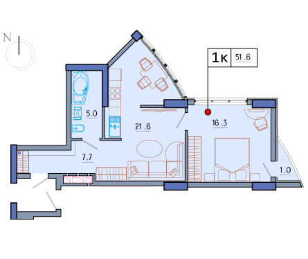 1-кімнатна 51.6 м² в ЖК Покровський посад від 76 550 грн/м², Київ