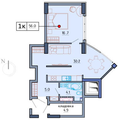 1-кімнатна 56 м² в ЖК Покровський посад від 39 200 грн/м², Київ