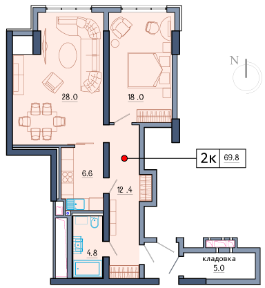 2-кімнатна 69.8 м² в ЖК Покровський посад від забудовника, Київ