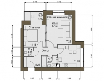 2-комнатная 57.5 м² в ЖК Софиевский квартал от 15 100 грн/м², с. Софиевская Борщаговка