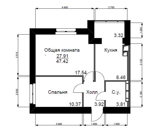 2-кімнатна 47.42 м² в ЖК Софіївський квартал від 15 100 грн/м², с. Софіївська Борщагівка