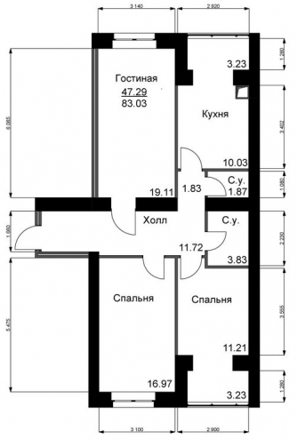 3-кімнатна 83.03 м² в ЖК Софіївський квартал від 15 000 грн/м², с. Софіївська Борщагівка