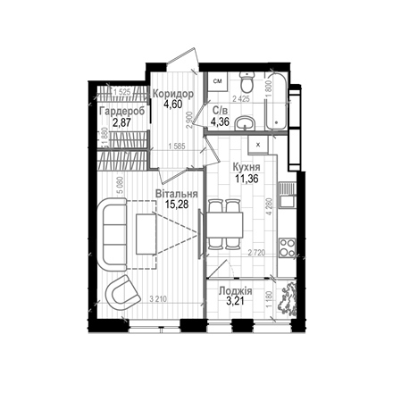 1-комнатная 41.68 м² в ЖК Науки 58 от 22 400 грн/м², Киев