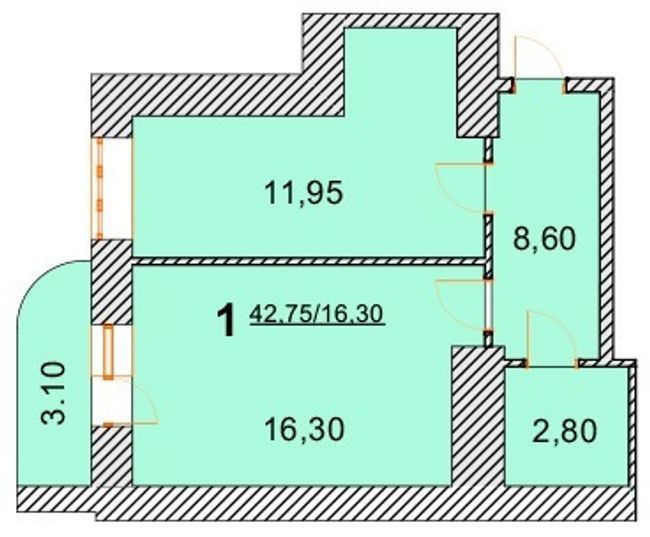 1-кімнатна 42.75 м² в ЖК Лелека від 16 000 грн/м², м. Бориспіль