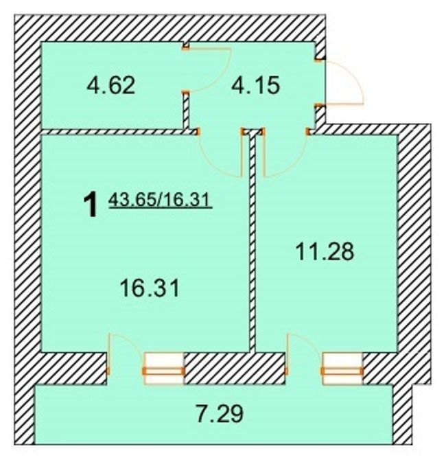 1-кімнатна 43.65 м² в ЖК Лелека від 16 000 грн/м², м. Бориспіль