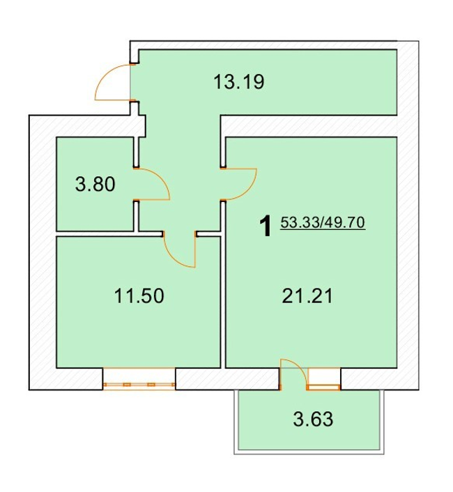 1-комнатная 53.33 м² в ЖК на ул. Новая, 31А, 31Б от 22 000 грн/м², г. Борисполь