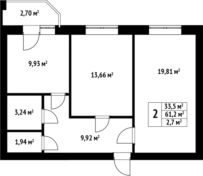 2-кімнатна 61.2 м² в ЖК Волошковий від 17 950 грн/м², с. Софіївська Борщагівка