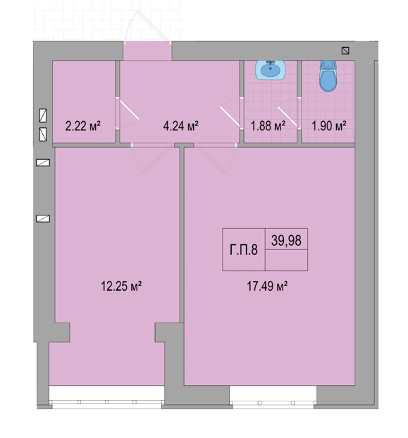 Помещение свободного назначения 39.98 м² в КД Олимпия от застройщика, с. Софиевская Борщаговка