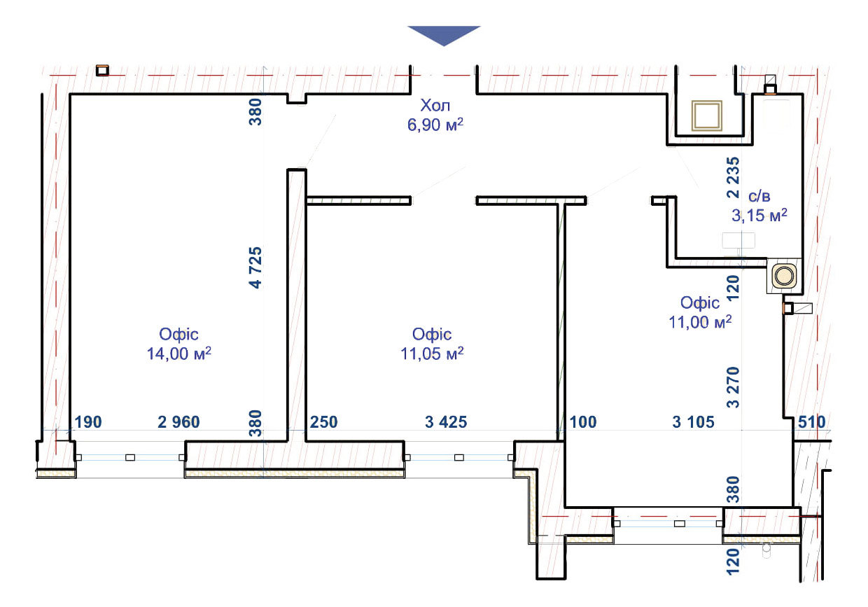 Офис 37.1 м² в ЖК Хотів от застройщика, с. Хотов