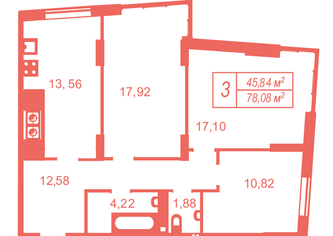 3-комнатная 78.08 м² в ЖК Crystal Avenue от 19 000 грн/м², с. Петропавловская Борщаговка