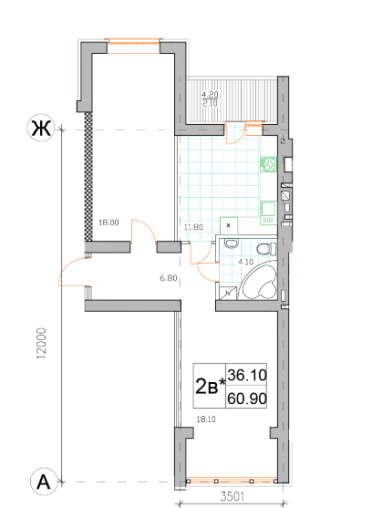 2-комнатная 60.9 м² в ЖК Именно Тот от 14 500 грн/м², пгт Немешаево