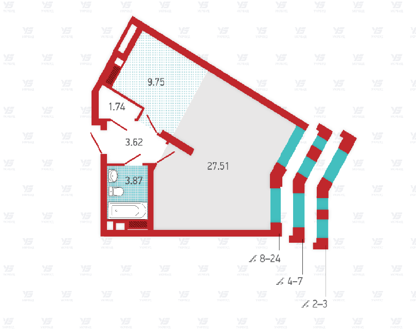 1-кімнатна 46.49 м² в ЖК Art House від забудовника, Київ