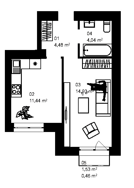 1-кімнатна 35.89 м² в ЖК City Lake від 13 300 грн/м², с. Шевченкове