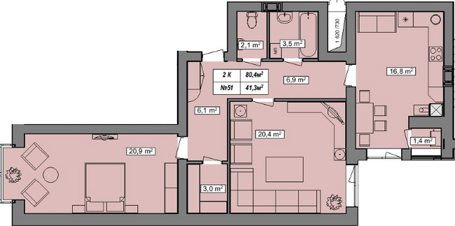 2-комнатная 80.4 м² в ЖК Гудвил от 14 000 грн/м², с. Хотов