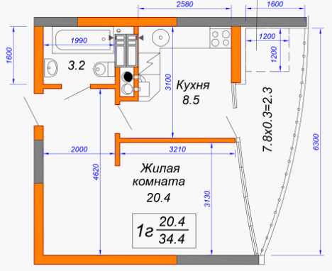 1-комнатная 34.4 м² в ЖК Атриум от застройщика, г. Ирпень