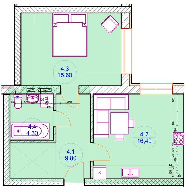 1-кімнатна 46.8 м² в ЖК Renome від 22 550 грн/м², м. Ірпінь