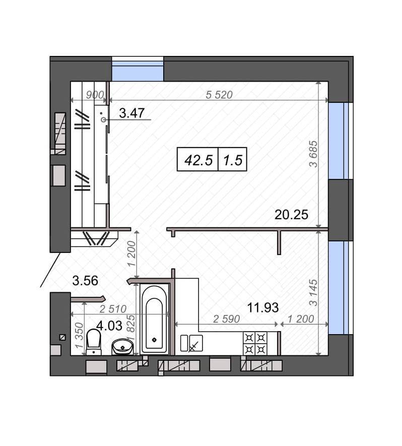 1-кімнатна 36.5 м² в ЖК Нові Метри Park від 25 000 грн/м², м. Ірпінь