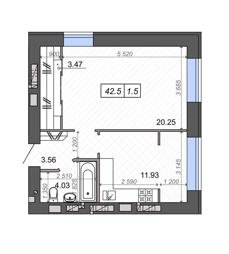 1-комнатная 36.5 м² в ЖК Новые Метры Park от 25 000 грн/м², г. Ирпень