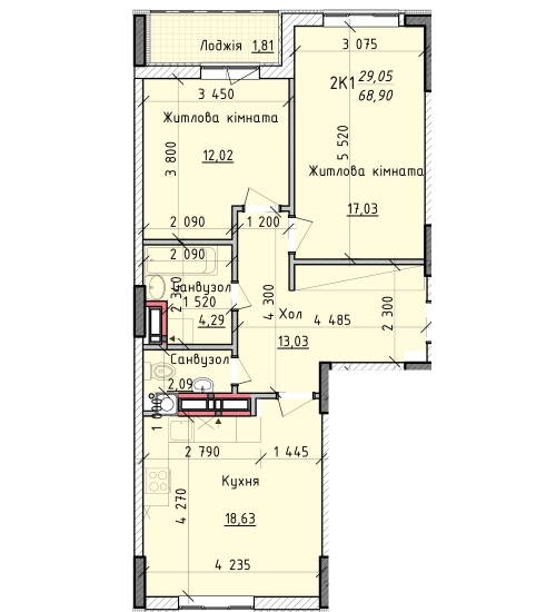 2-комнатная 68.9 м² в ЖК Киевские Зори от 14 700 грн/м², г. Вышгород