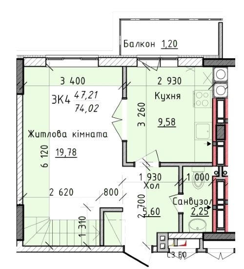 3-кімнатна 74 м² в ЖК Київські Зорі від 14 700 грн/м², м. Вишгород