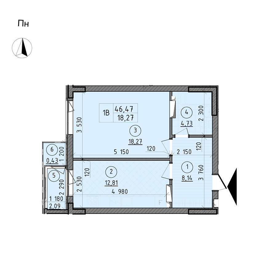 1-комнатная 46.47 м² в ЖК Зенит от 20 000 грн/м², г. Вышгород