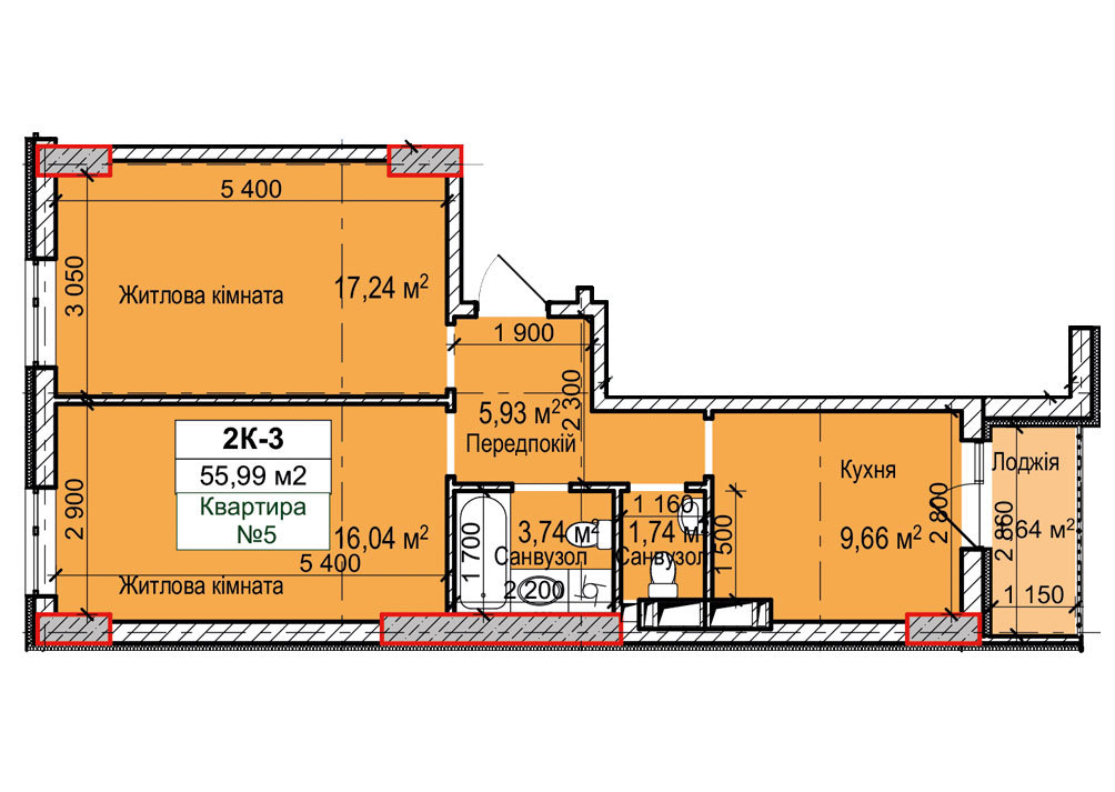 2-кімнатна 55.99 м² в ЖК Вишгород Сіті Парк від 16 000 грн/м², м. Вишгород