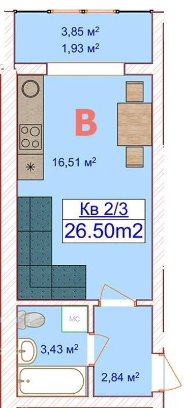 1-кімнатна 26.5 м² в ЖК Квітковий від 15 450 грн/м², смт Ворзель