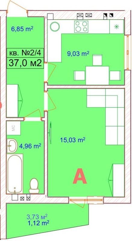 1-кімнатна 37 м² в ЖК Квітковий від 12 450 грн/м², смт Ворзель