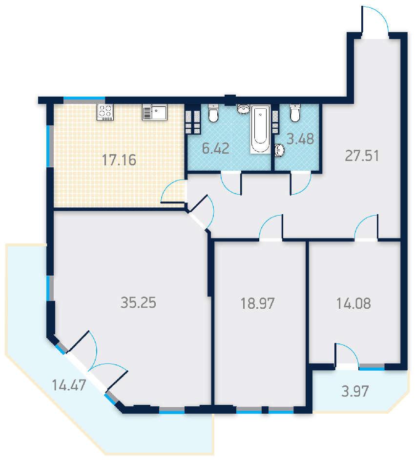 3-комнатная 128.4 м² в КД Spas Sky от 58 000 грн/м², Киев