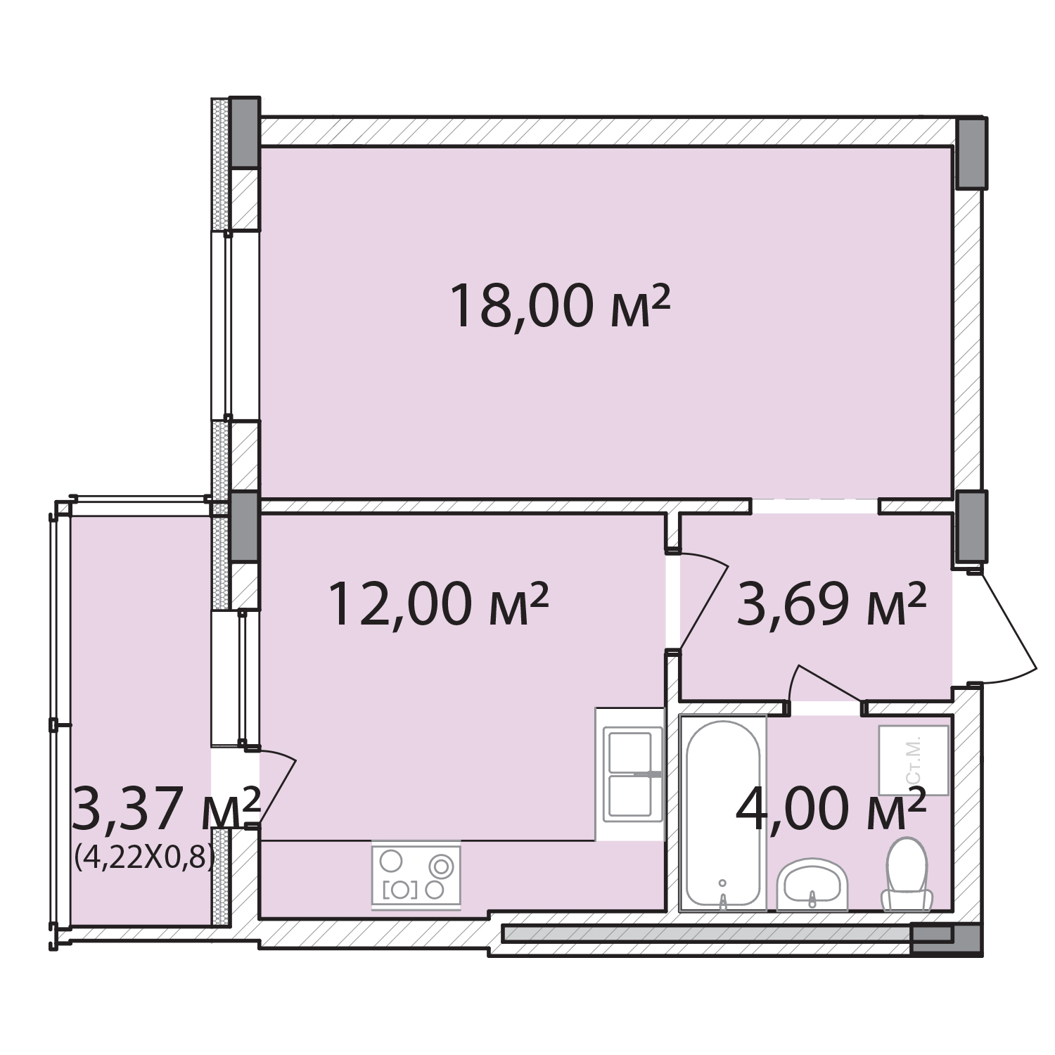 1-комнатная 41.06 м² в ЖК Лавандовый от 17 300 грн/м², г. Бровары