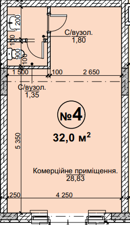 Помещение свободного назначения 32 м² в ЖК Аврора от застройщика, г. Буча